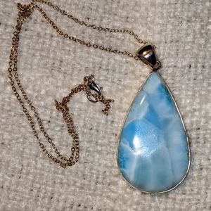 Large Silver Larimar Pendant